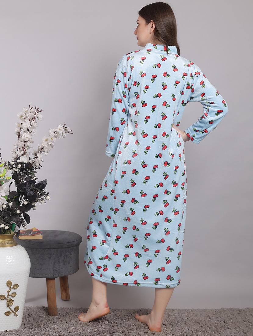 women printed long sleeves winter wear nighty - 21698778 - Standard Image - 3