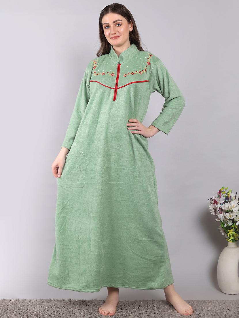 women printed long sleeves winter wear nighty - 21698779 - Zoom Image - 0