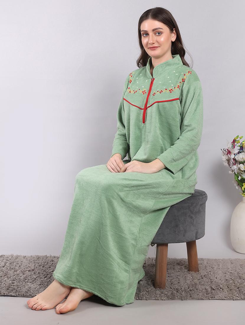 women printed long sleeves winter wear nighty - 21698779 - Standard Image - 3