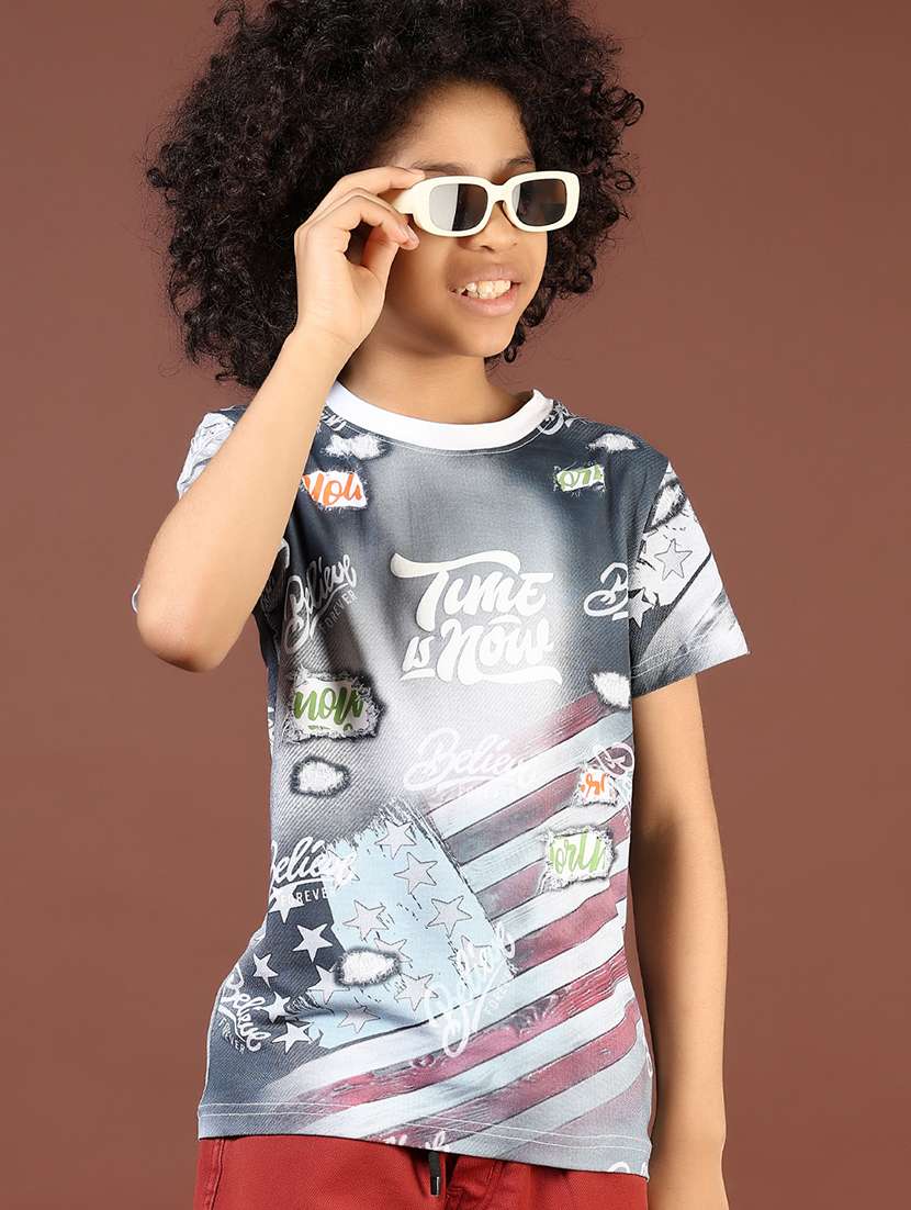 boys printed short sleeve regular fit t-shirt