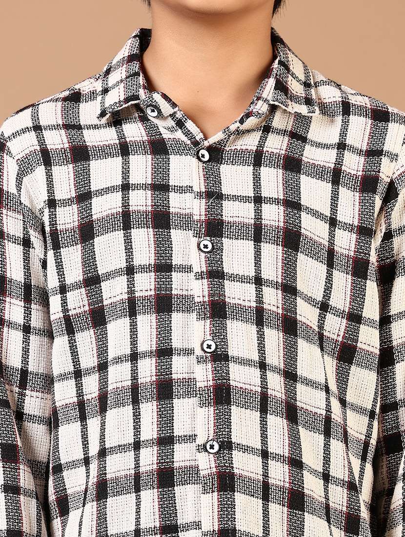 boys checkered collared long sleeves shirt - 21698870 -  Standard Image - 5