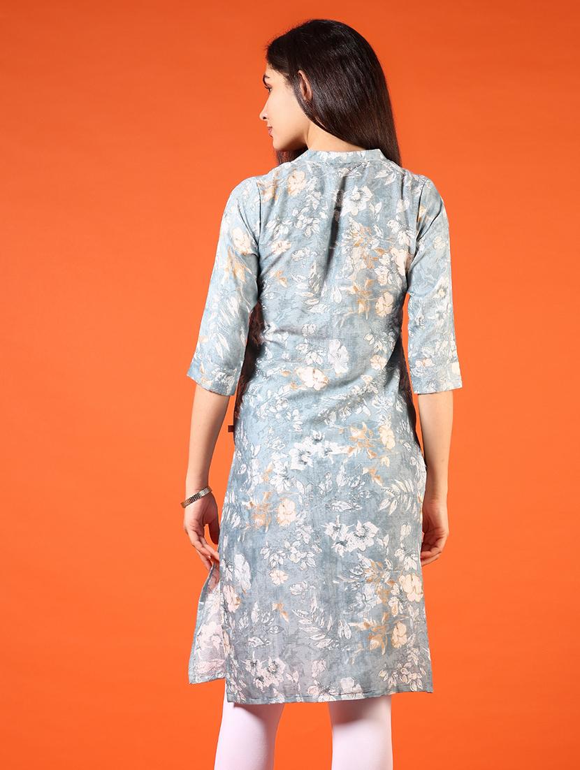 women printed three quarter sleeve straight kurta - 21698880 - Standard Image - 3