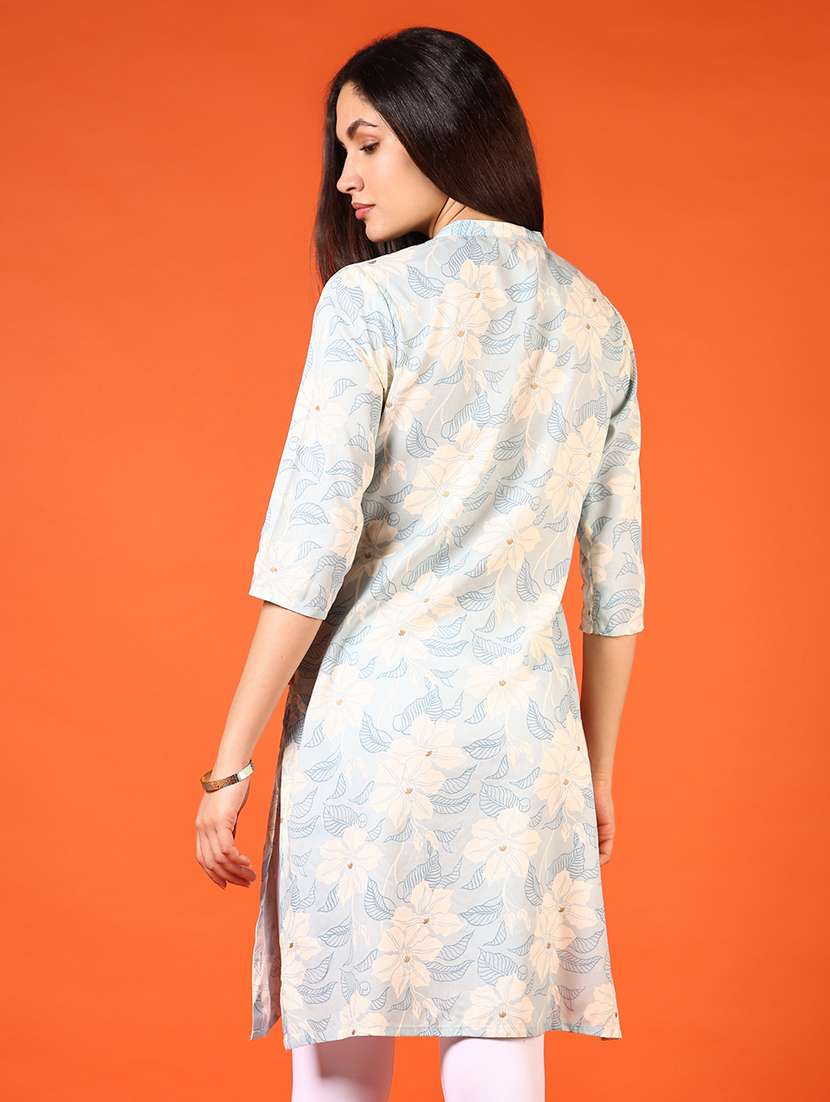 women printed three quarter sleeve straight kurta - 21698881 -  Standard Image - 3