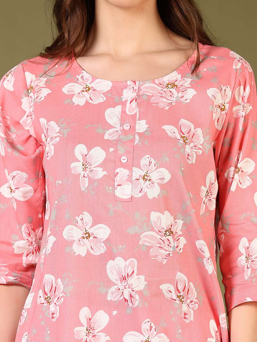 women round neck floral printed straight kurta - 21698882 -  Standard Image - 5