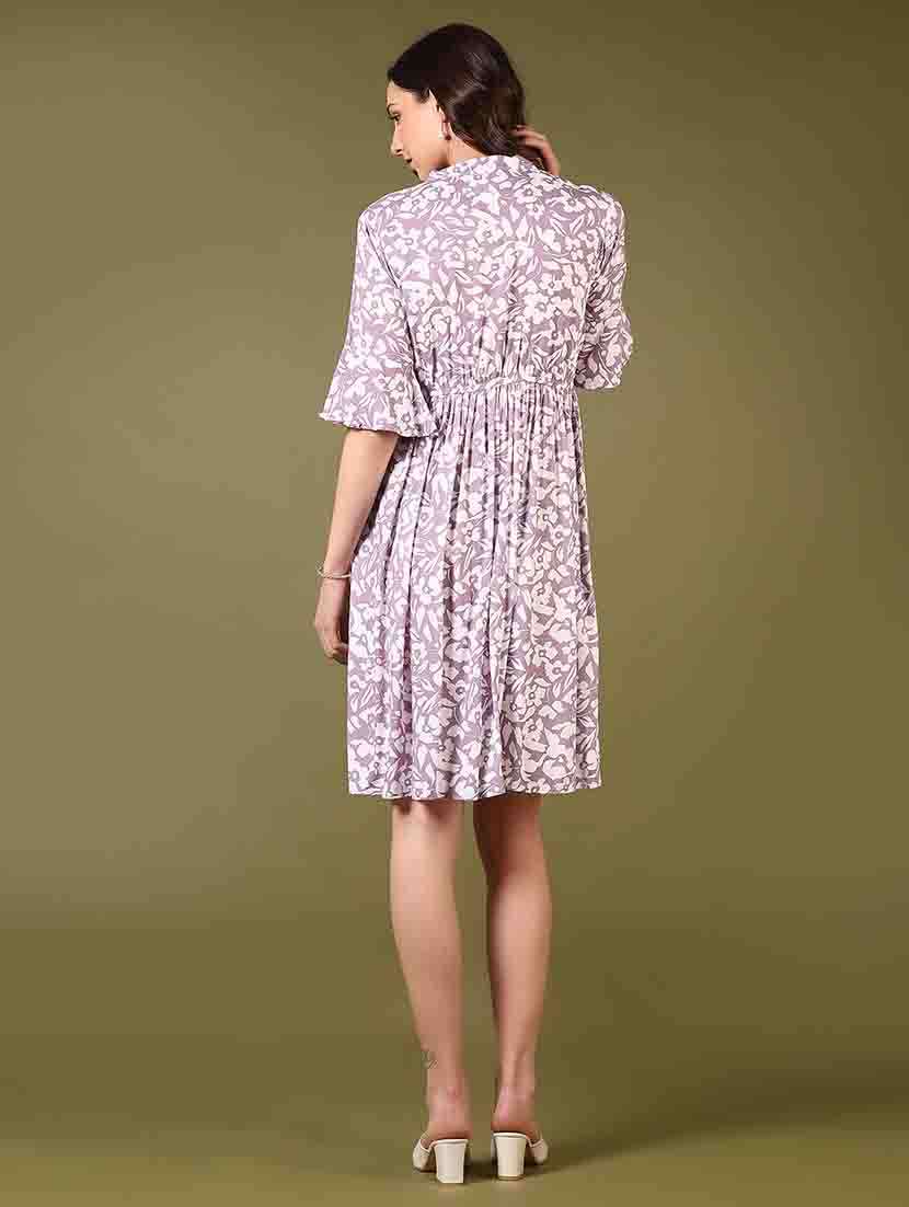 women tie up neck floral printed fit & flare dress - 21698902 - Standard Image - 3