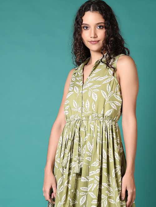 women printed shirt collar neck fit & flare dress - 21698904 -  Standard Image - 0