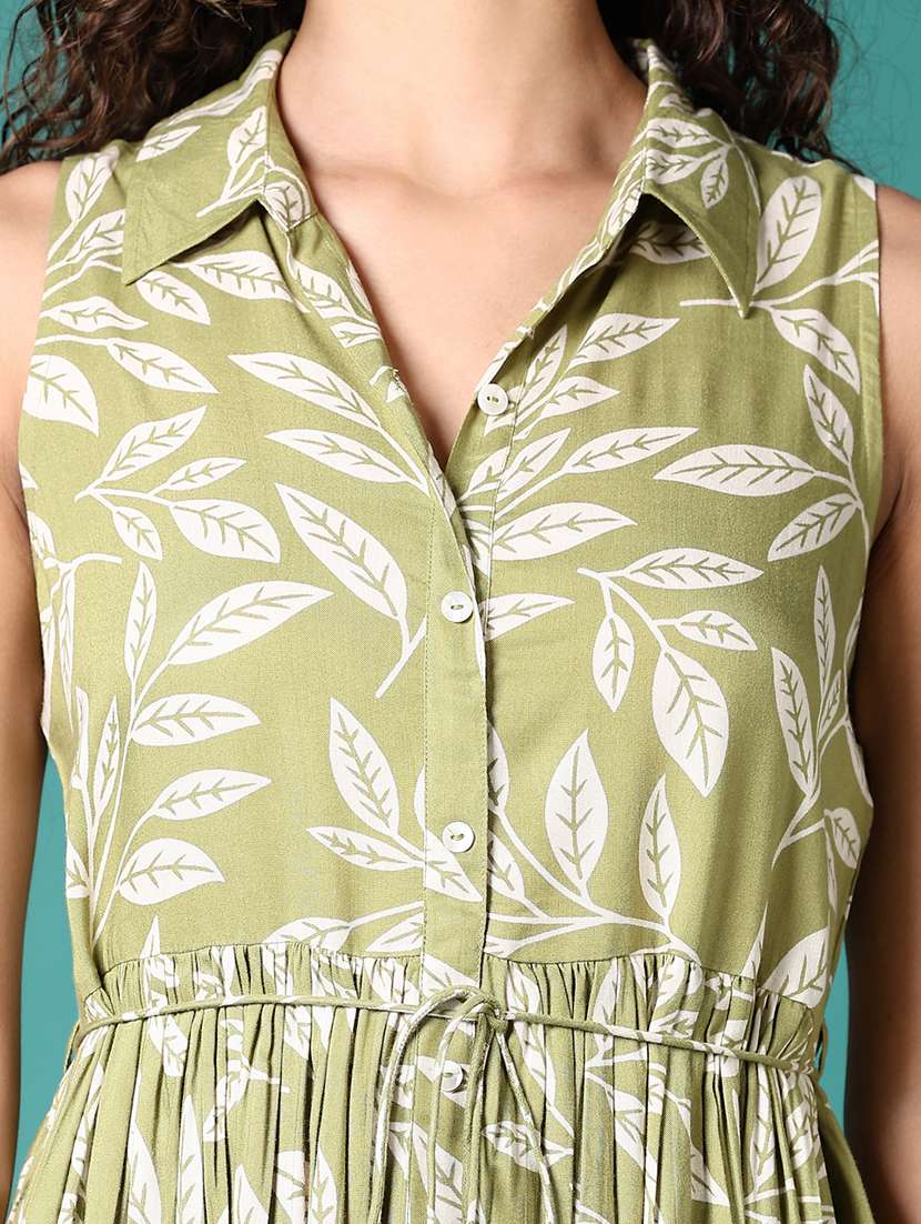 women printed shirt collar neck fit & flare dress - 21698904 -  Standard Image - 3