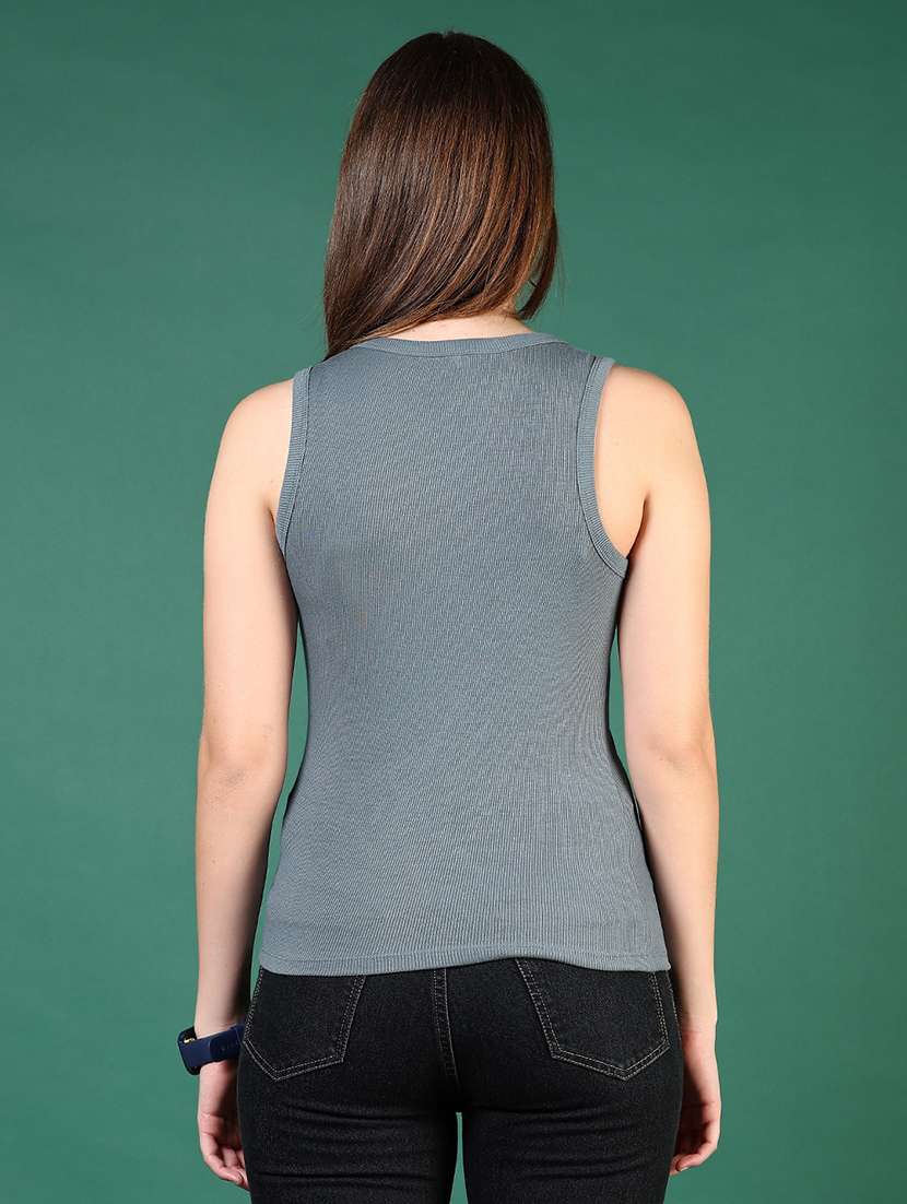 women solid sleeveless round neck tank top - 21698912 -  Standard Image - 3