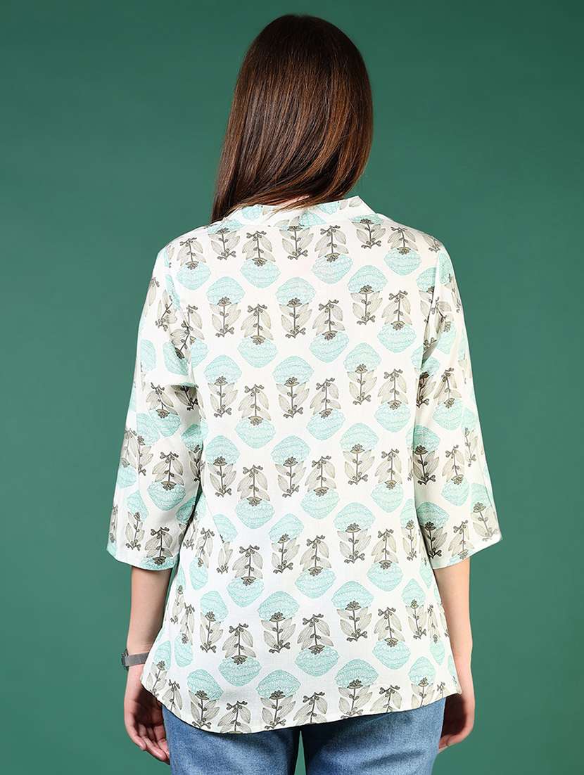 women printed mandarin neck short kurti - 21698947 -  Standard Image - 3