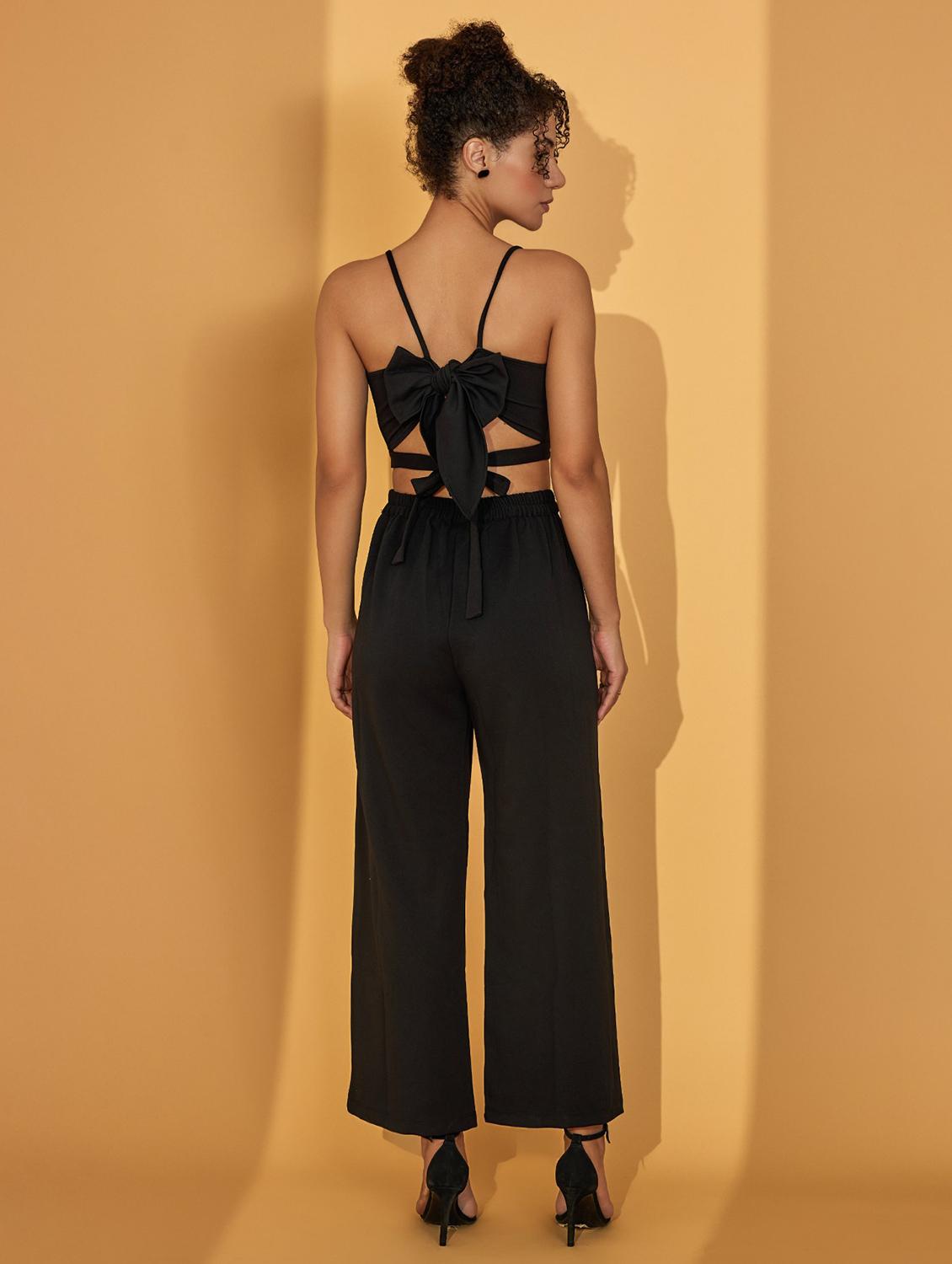 women solid shoulder strap sleeve full leg jumpsuit - 21699143 - Standard Image - 3