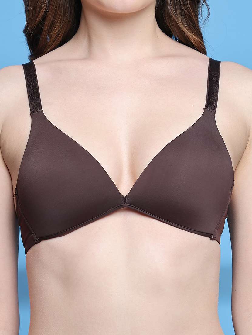 women solid lightly padded plunge bra - 21699239 -  Standard Image - 3