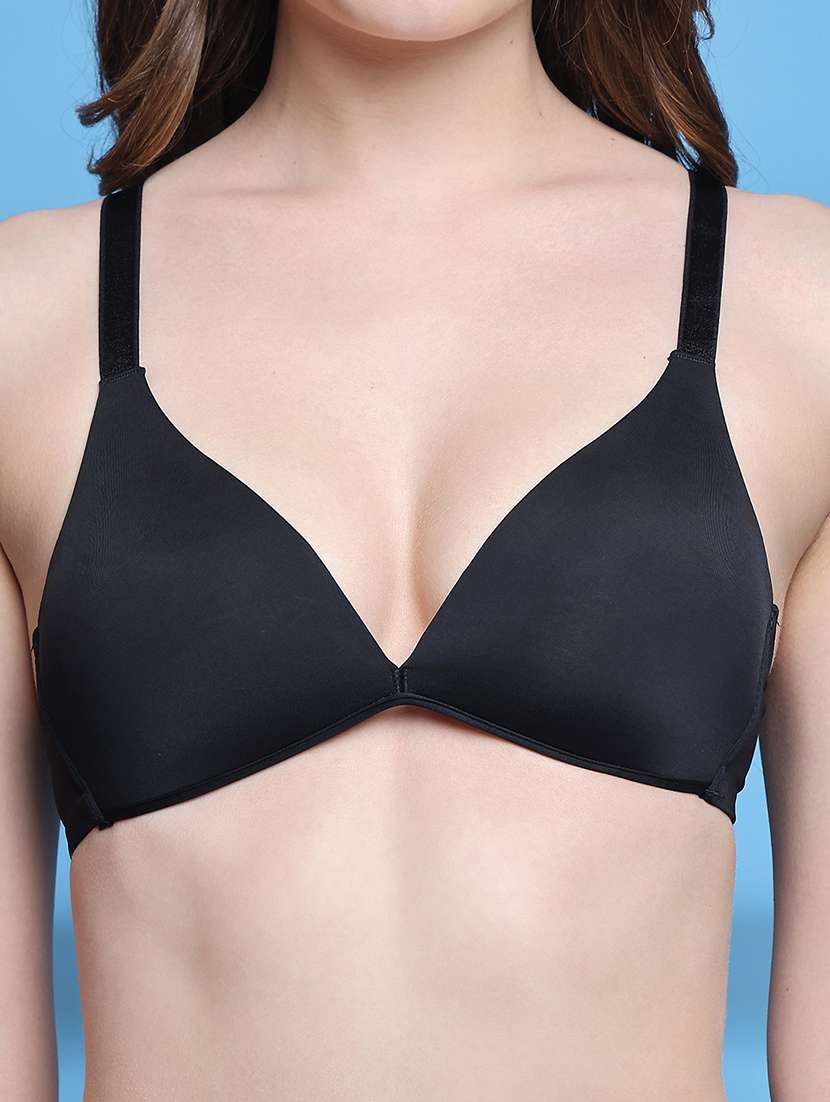 women solid lightly padded plunge bra - 21699243 -  Standard Image - 3