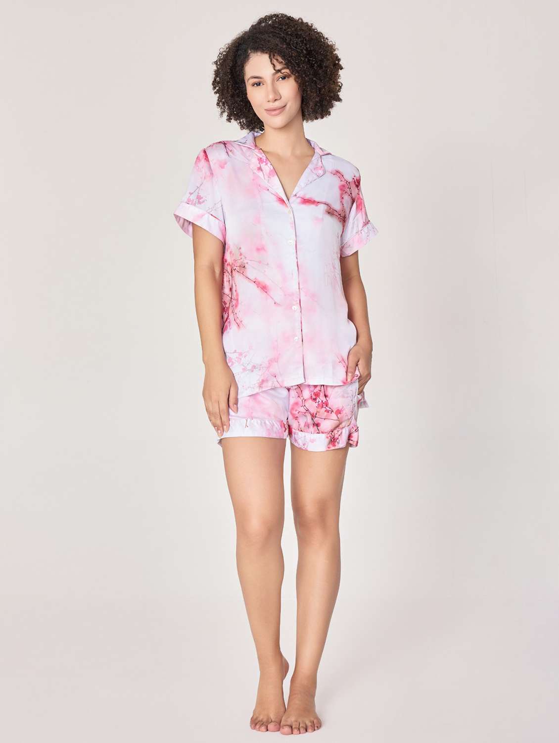 women tie & dye nightwear shorts set