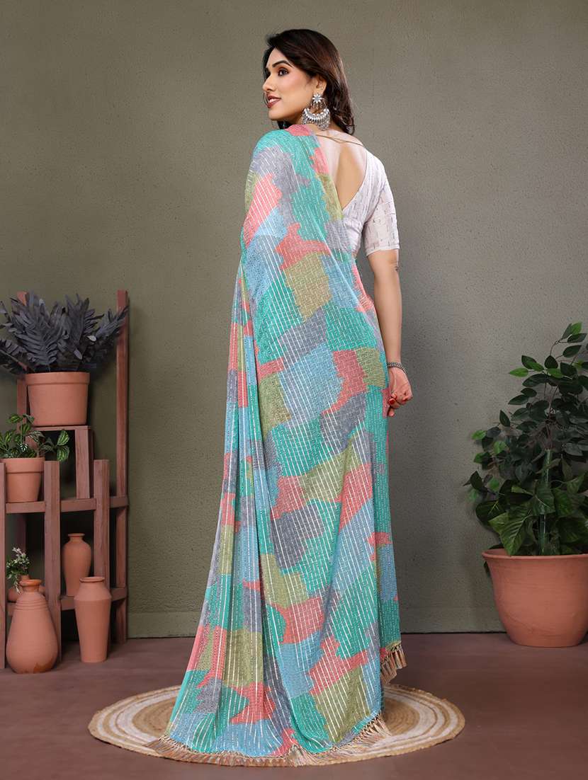 women printed casual wear saree with blouse - 21699437 -  Standard Image - 3