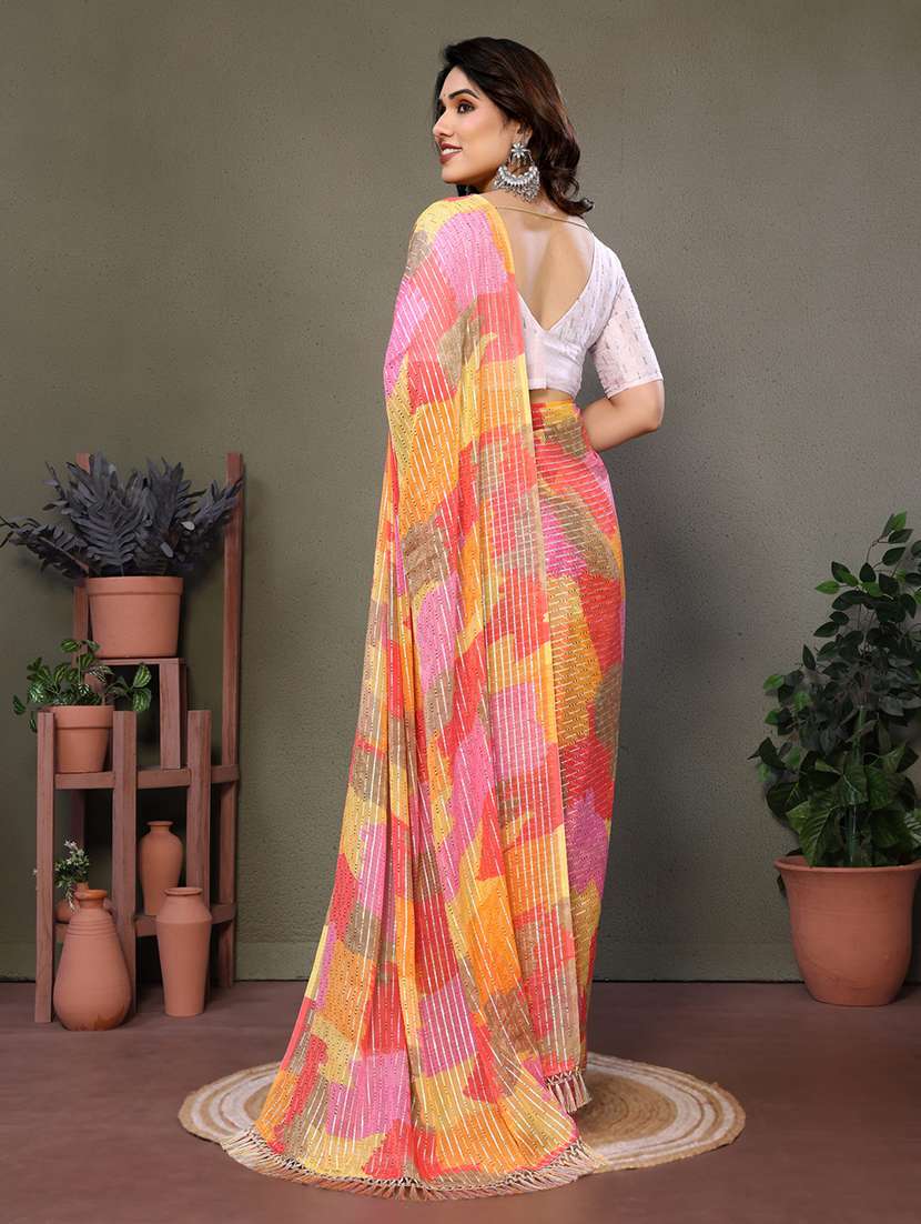 women printed casual wear saree with blouse - 21699439 -  Standard Image - 3