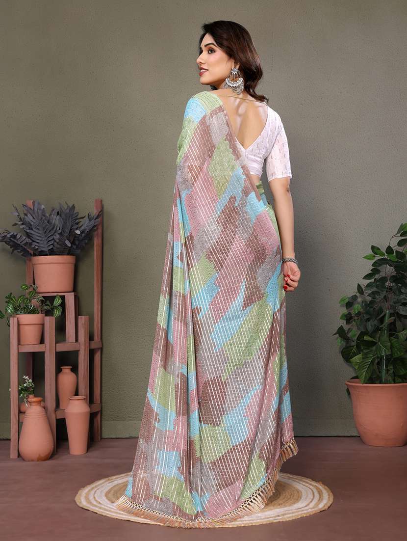 women printed casual wear saree with blouse - 21699441 -  Standard Image - 3