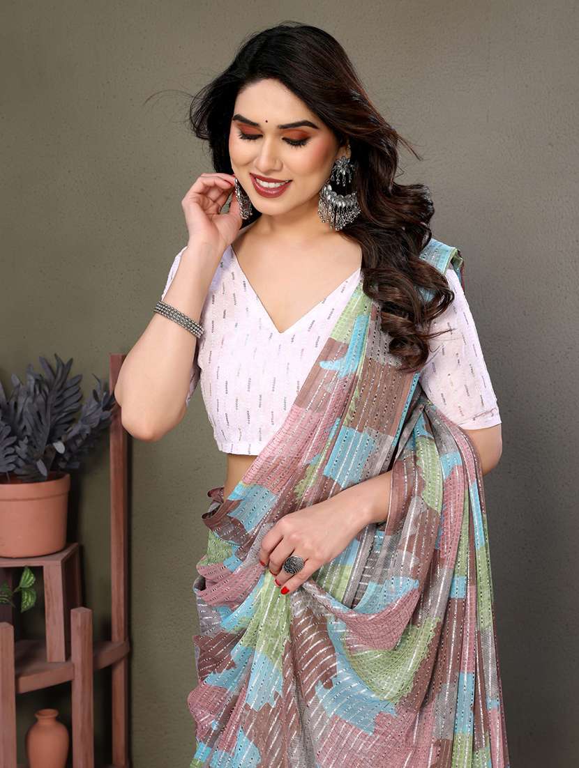 women printed casual wear saree with blouse - 21699441 -  Standard Image - 5