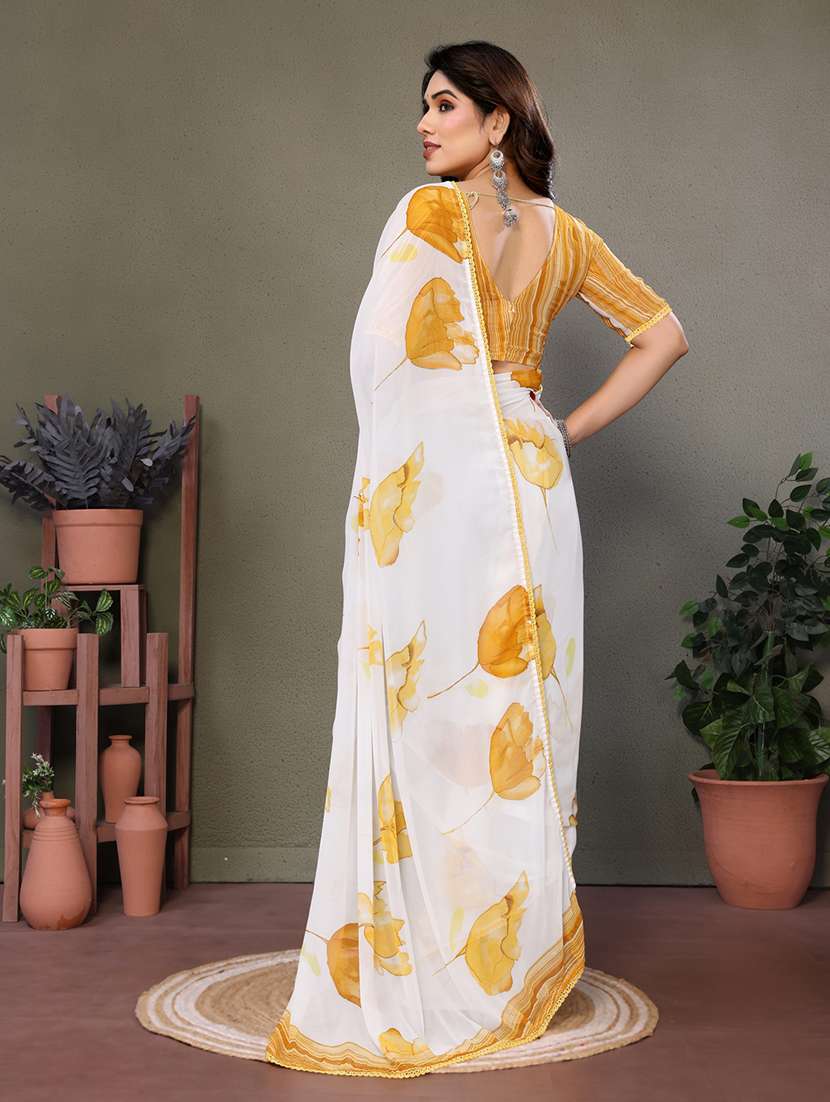 women printed casual wear saree with blouse - 21699443 -  Standard Image - 3