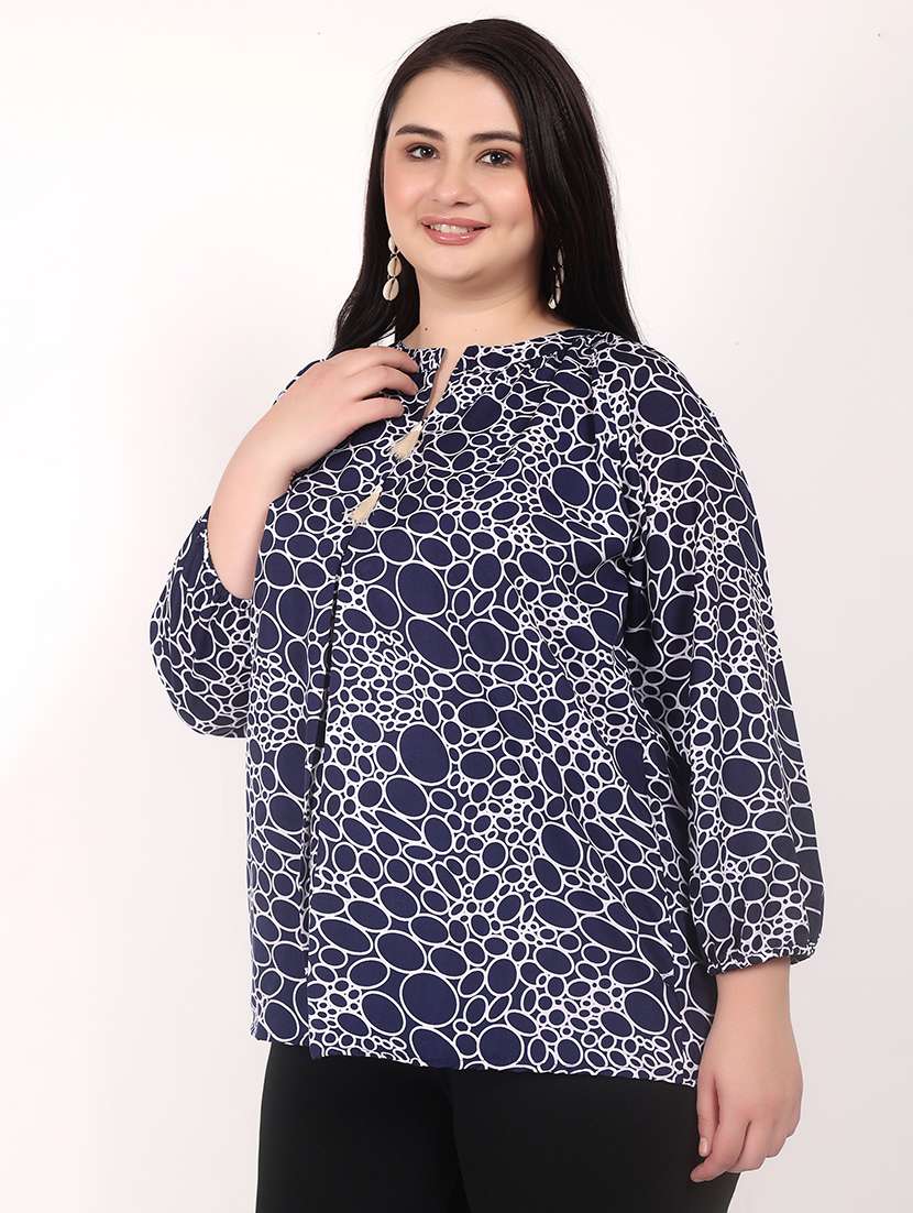 women plus size printed notch neck top - 21699448 -  Zoom Image - 0