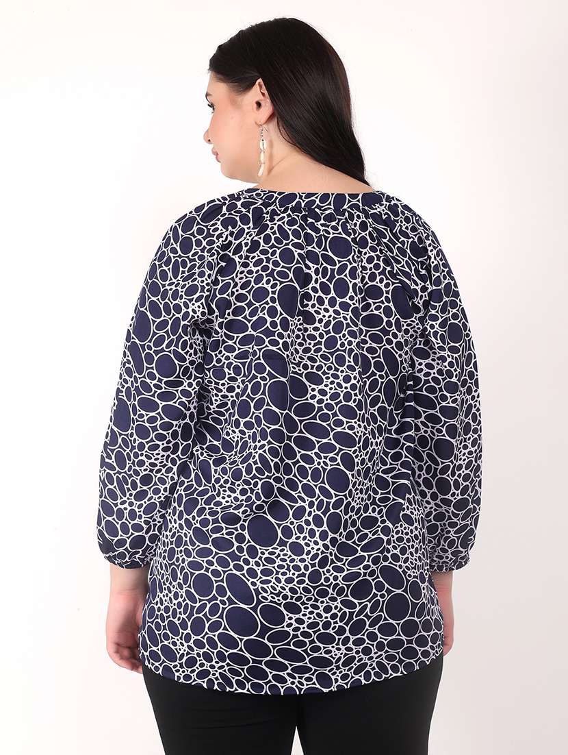 women plus size printed notch neck top - 21699448 - Standard Image - 3