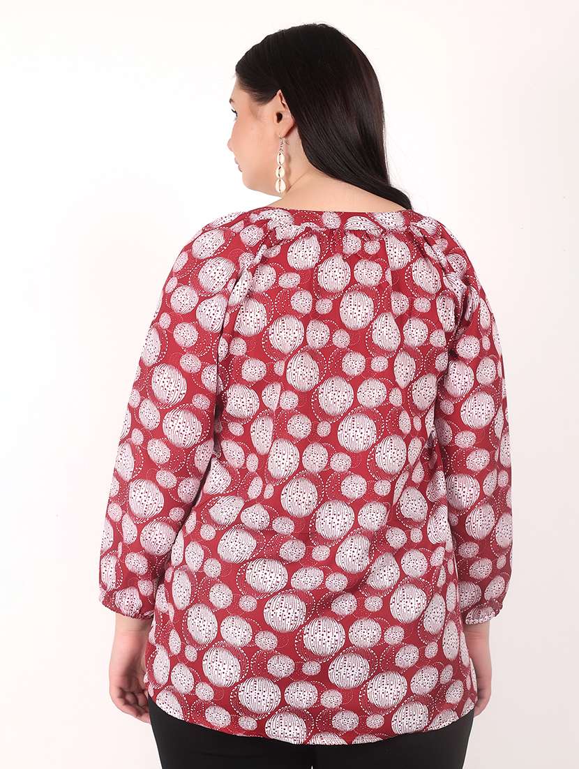 women plius size printed notch neck top - 21699450 - Standard Image - 3
