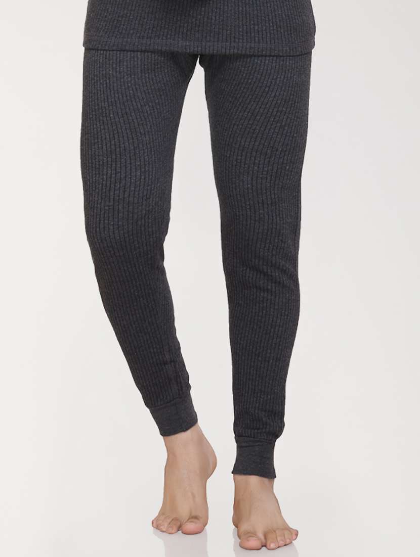 men charcoal fleece thermal bottom wear
