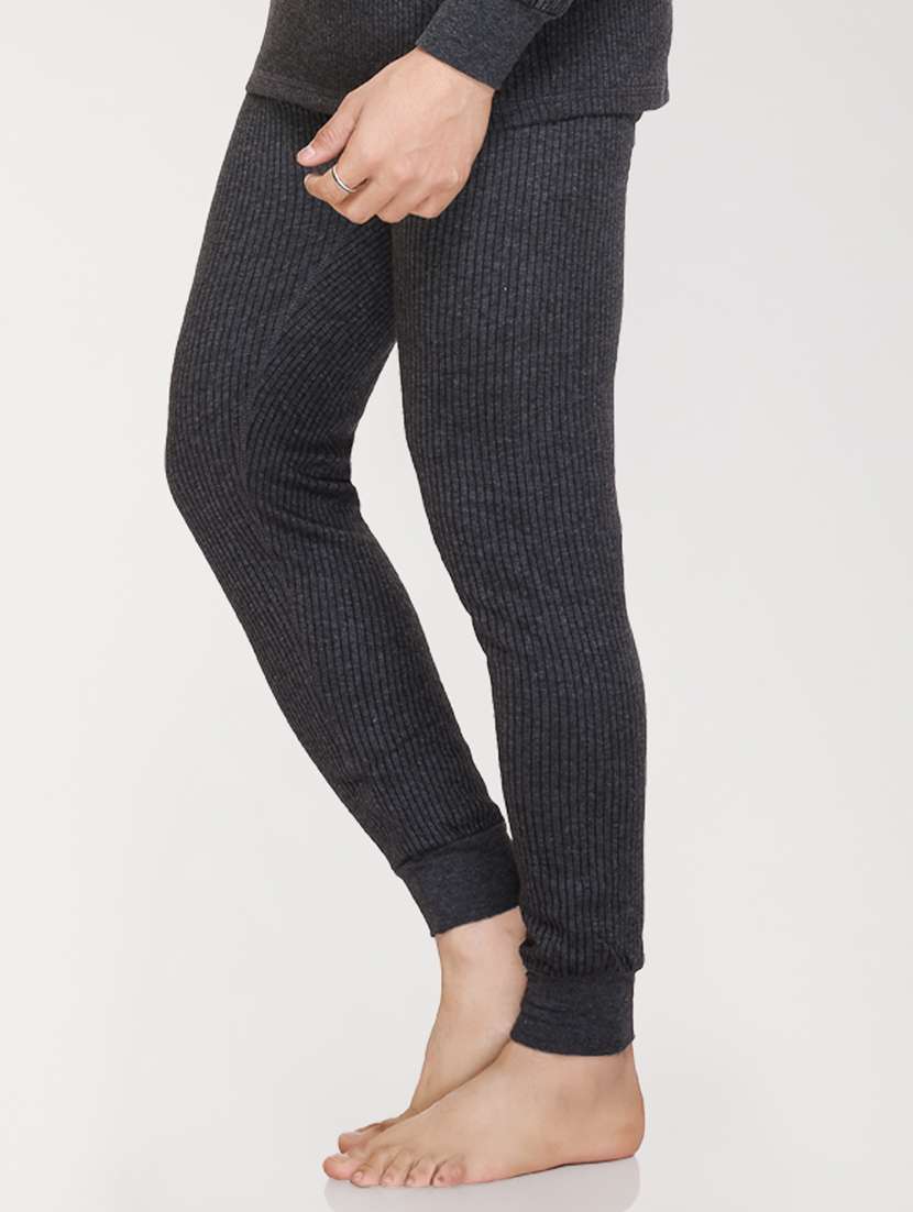 men charcoal fleece thermal bottom wear - 21699526 -  Standard Image - 3
