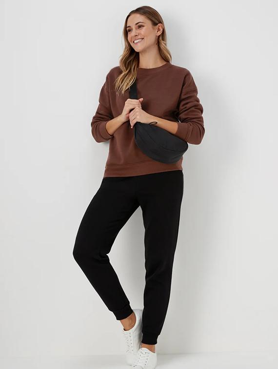 brown fleece plain sweatshirt - 21699537 - Standard Image - 3