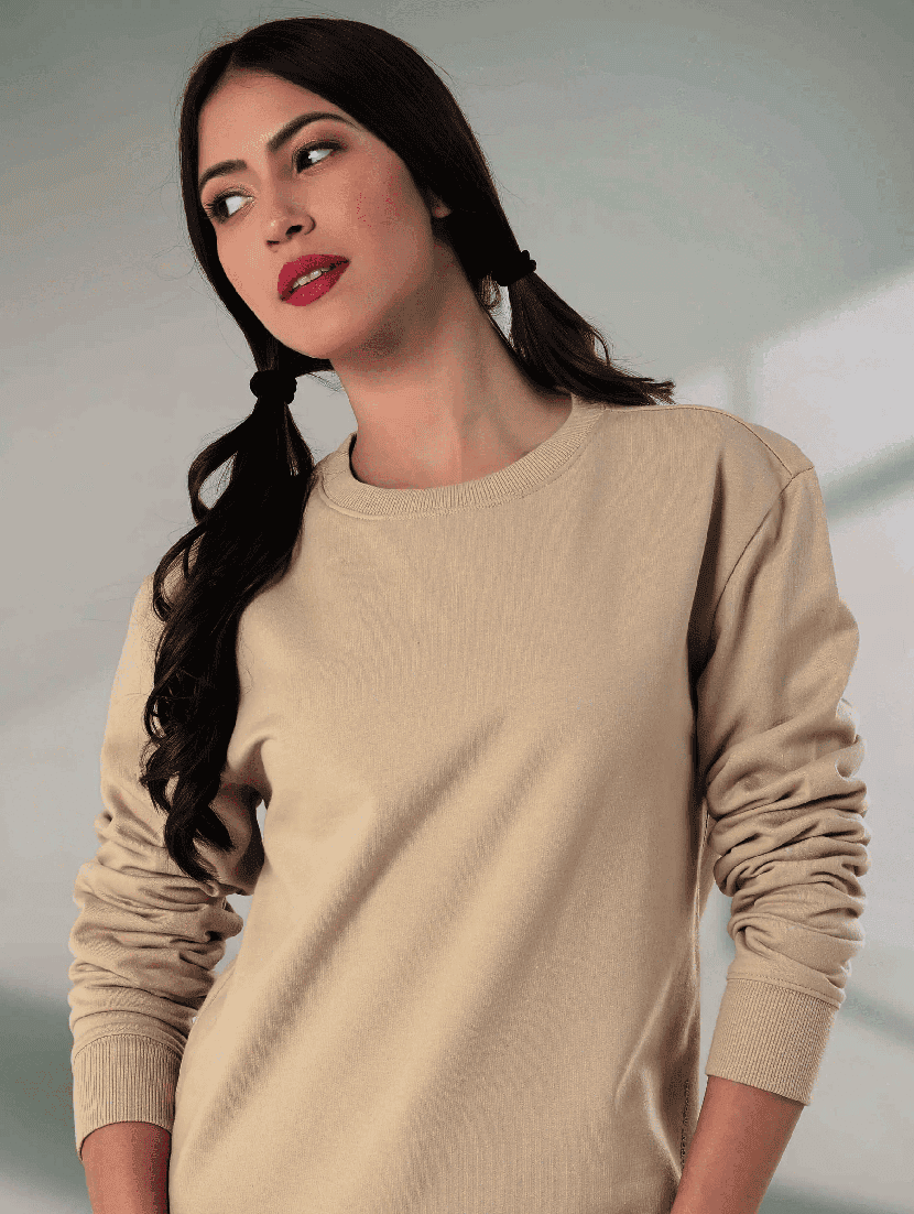 khaki fleece plain sweatshirt - 21699538 - Standard Image - 3