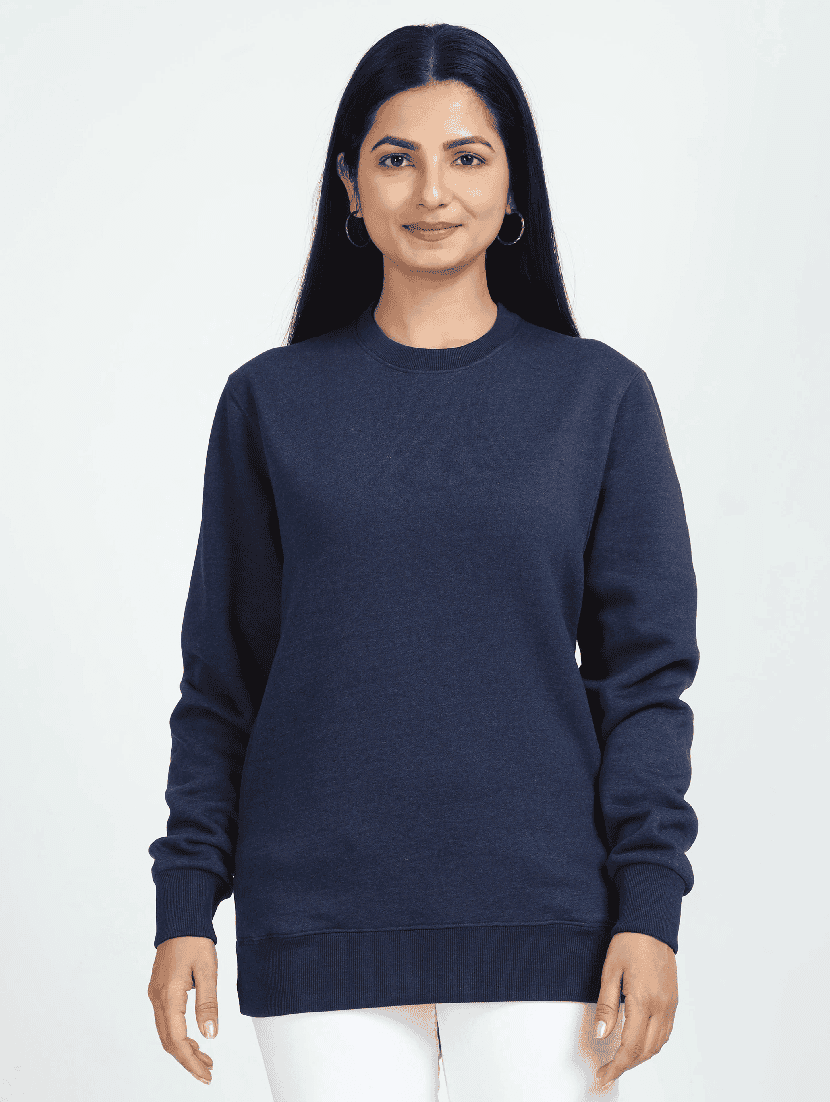 navy blue fleece plain sweatshirt