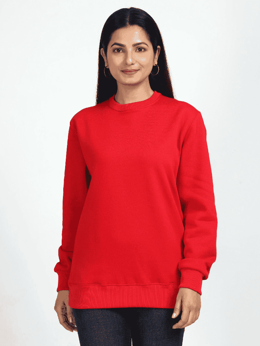 women round neck solid long sleeve sweatshirt - 21699543 -  Zoom Image - 0