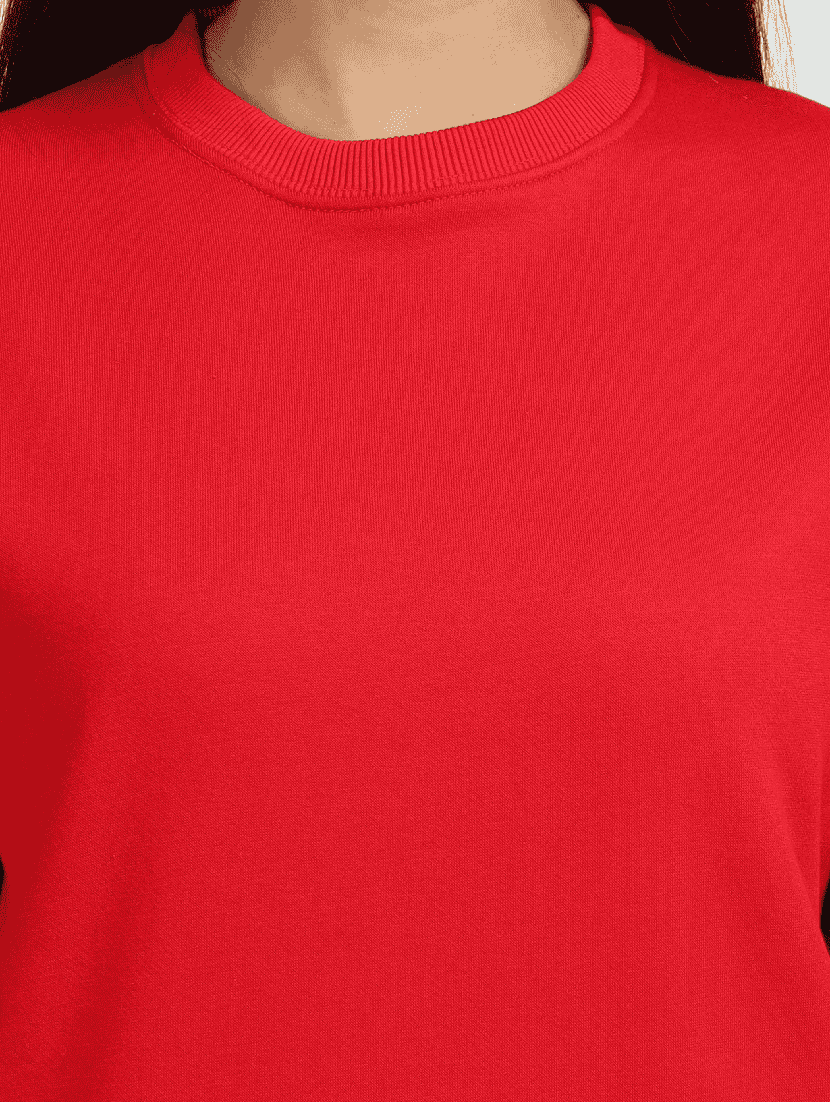 women round neck solid long sleeve sweatshirt - 21699543 - Standard Image - 5