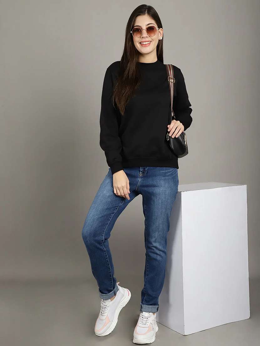 women long sleeves plain sweatshirt - 21699550 - Standard Image - 5
