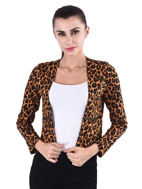 women animal print long sleeve shrug - 21699593 - Standard Image - 0