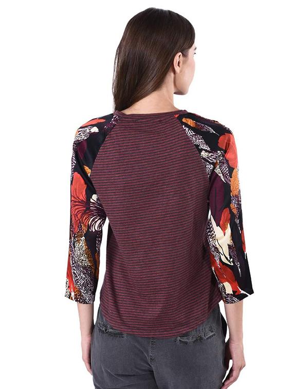 women stripes printed round neck t-shirt - 21699611 - Standard Image - 3