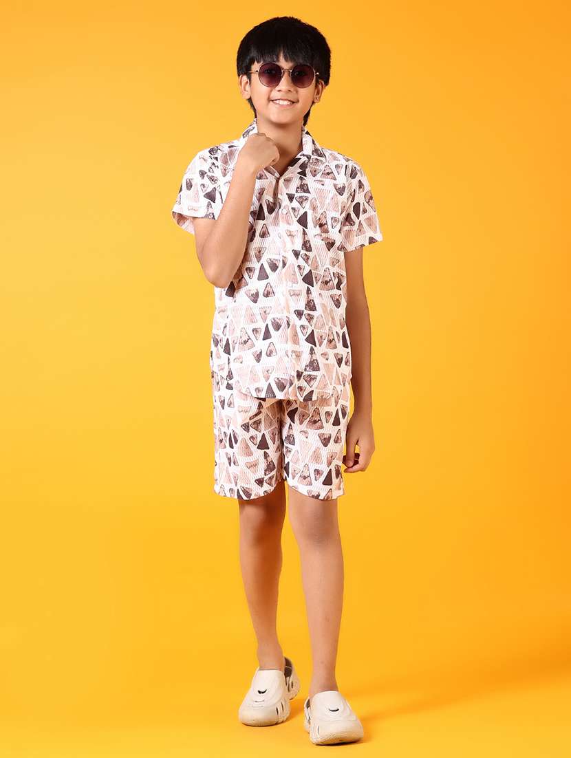 boys printed short sleeve co-ords set - 21699632 -  Zoom Image - 0