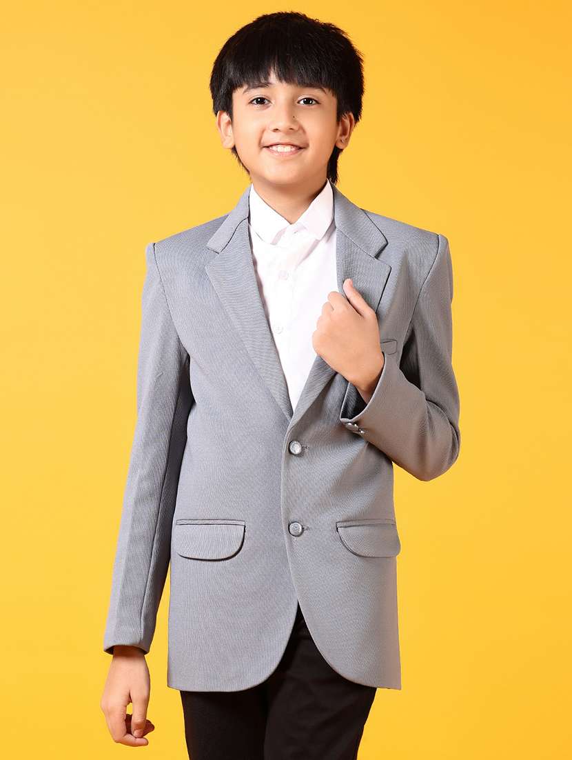 boys grey solid long sleeve blazer - 21699633 -  Zoom Image - 0