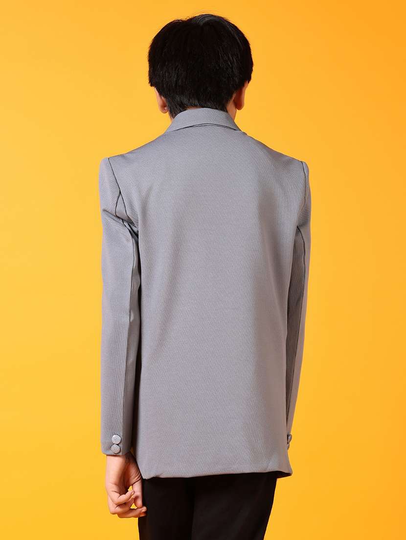 boys grey solid long sleeve blazer - 21699633 - Standard Image - 3