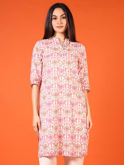 women printed three quarter sleeve straight kurta - 21699938 - Standard Image - 0