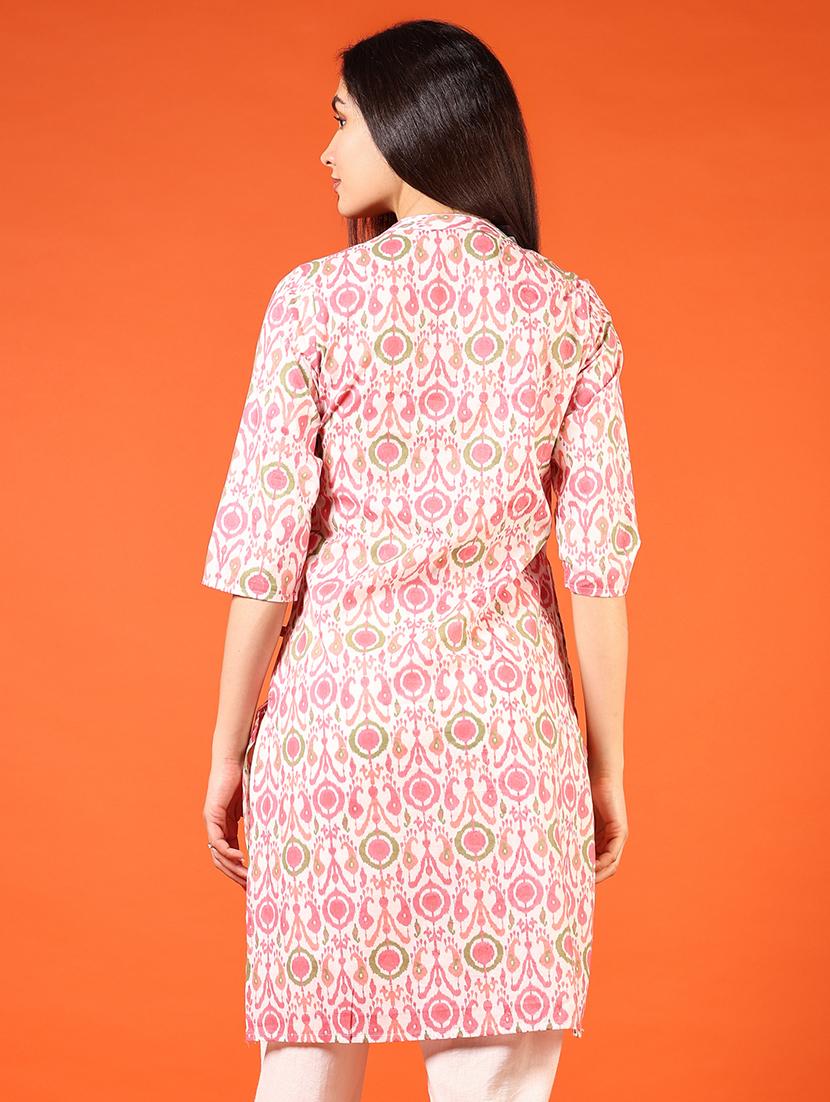 women printed three quarter sleeve straight kurta - 21699938 - Standard Image - 3