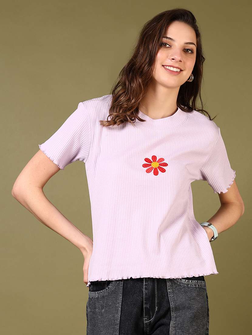 women embroidered short sleeve t-shirt