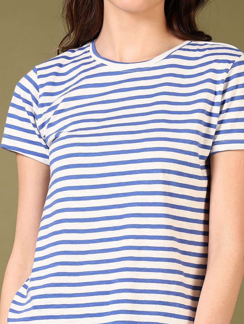 women blue striped short sleeve t-shirt - 21699955 -  Standard Image - 3