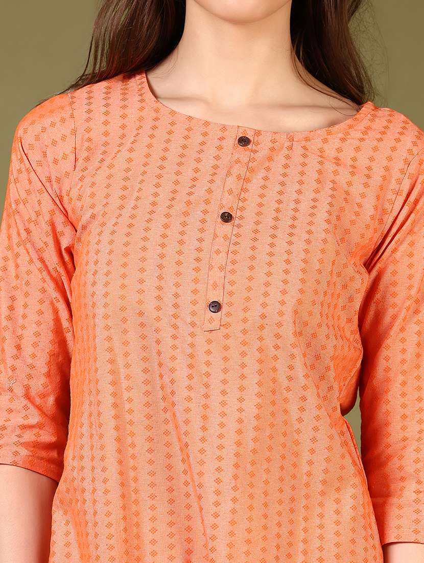 women round neck self design straight kurta - 21699969 -  Standard Image - 5