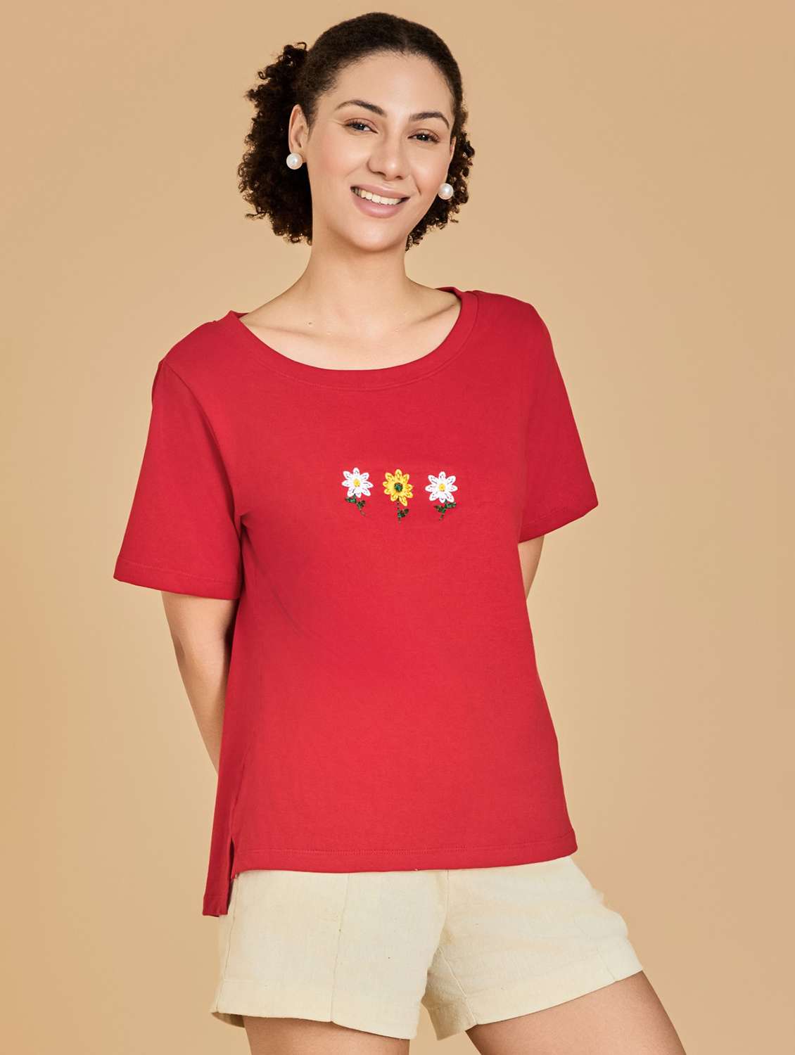 women solid with work short sleeve t-shirt