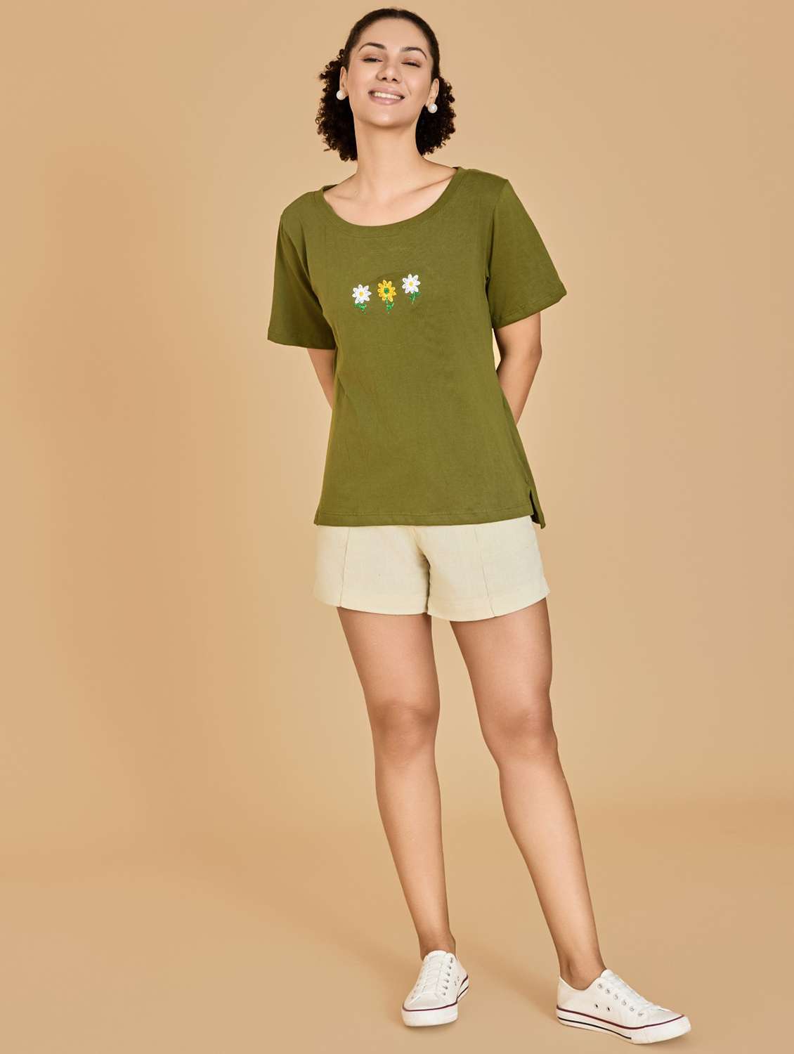 women solid with work short sleeve t-shirt - 21700068 -  Standard Image - 3