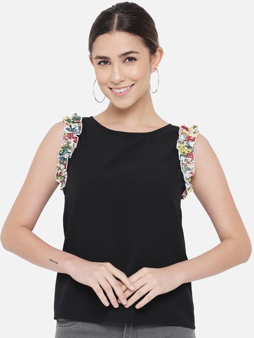 women black solid sleeveless top - 21700106 -  Standard Image - 0