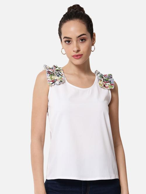 women white solid sleeveless top - 21700107 - Standard Image - 0