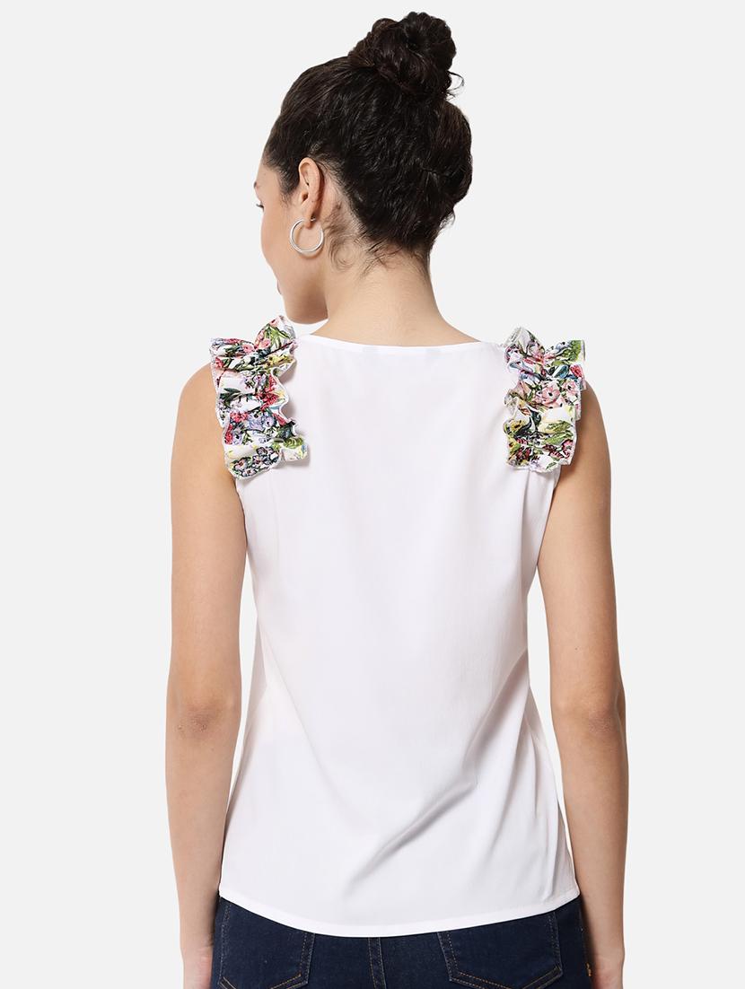 women white solid sleeveless top - 21700107 - Standard Image - 3