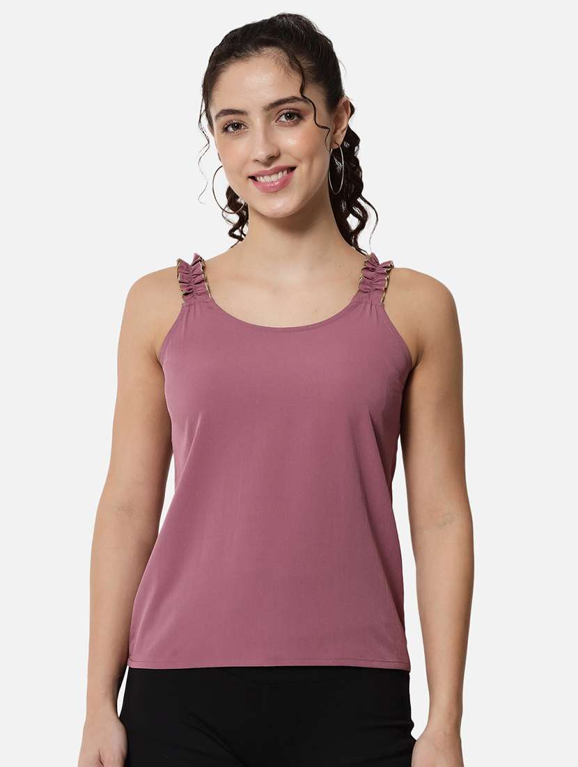 women mauve solid sleeveless top