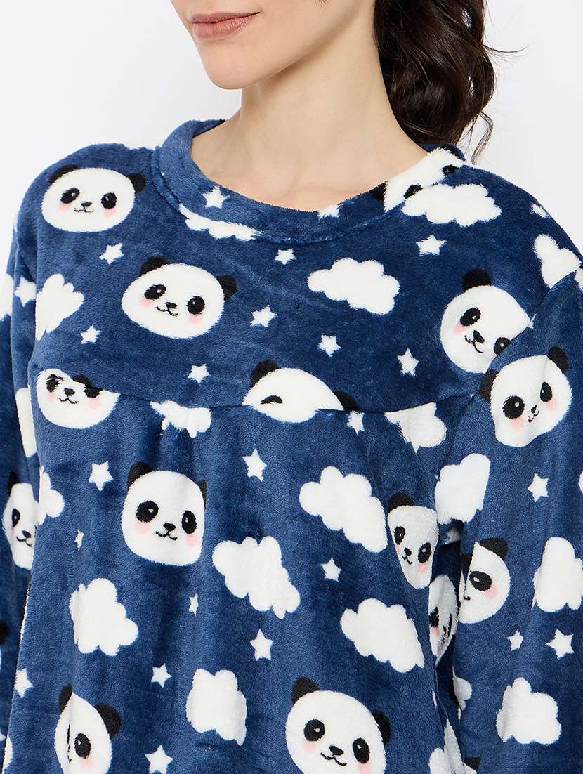 women printed long sleeve nightwear dress - 21700118 - Standard Image - 5
